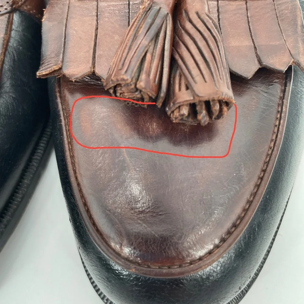 Johnston & Murphy Loafers Mens 10.5 M Brown‎ Black Leather Kiltie Tassel Vintage
